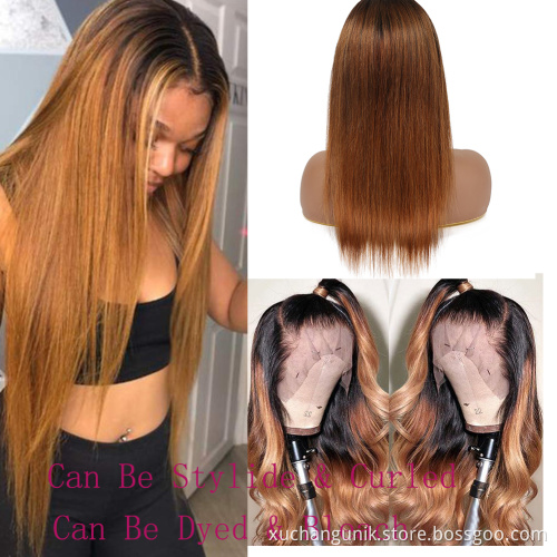 Uniky Wholesale 100% Virgin Human Hair Wig Vendor Supply Two Tone Ombre 1b 27 Human Hair Ladies Front Lace Wig With Baby Hair